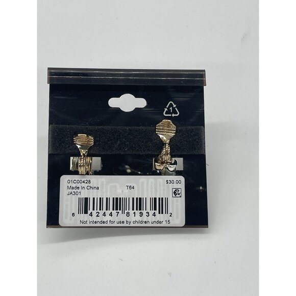 Anne Klein Women's Two Tone Hoop Comfort Clip Earrings Crystals Party Wedding - Picture 3 of 3